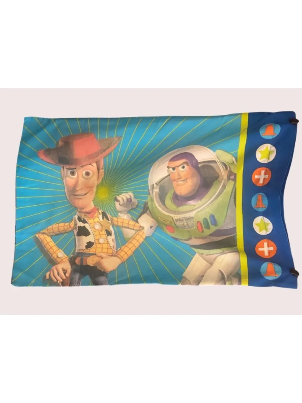 VTG Disney Pixar Toy Story Standard Pillow Case Double Sided Woody Buzz Lightyea
